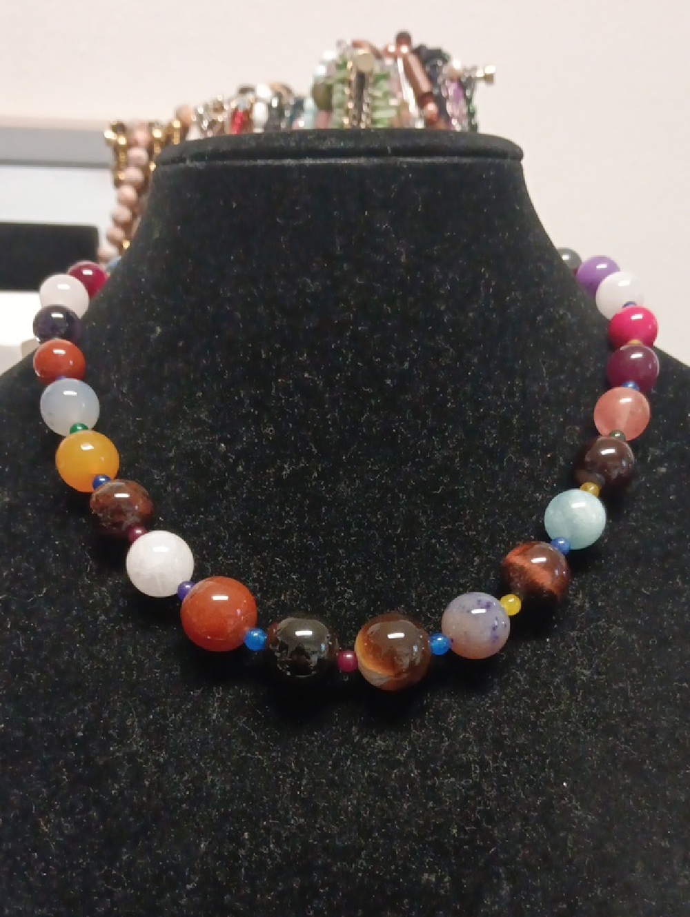 Multi Gemstone 400.00 ctw Beaded Necklace in Platinum Bond 18 Inches